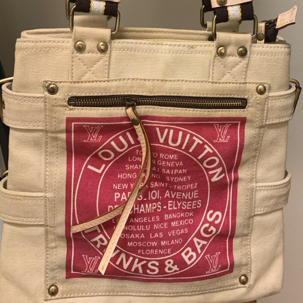LOUIS VUITTON Toile Globe Shopper Cabas MM Red